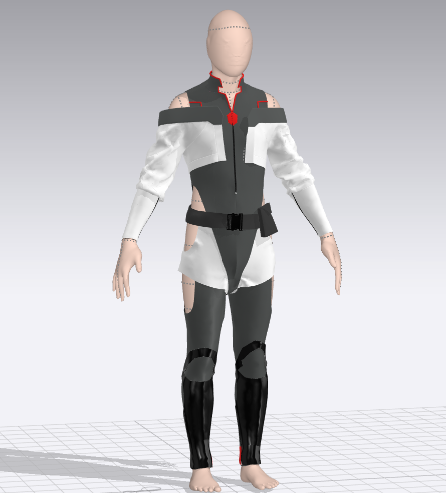 3D front view of the gender-swapped Lucy stage outfit