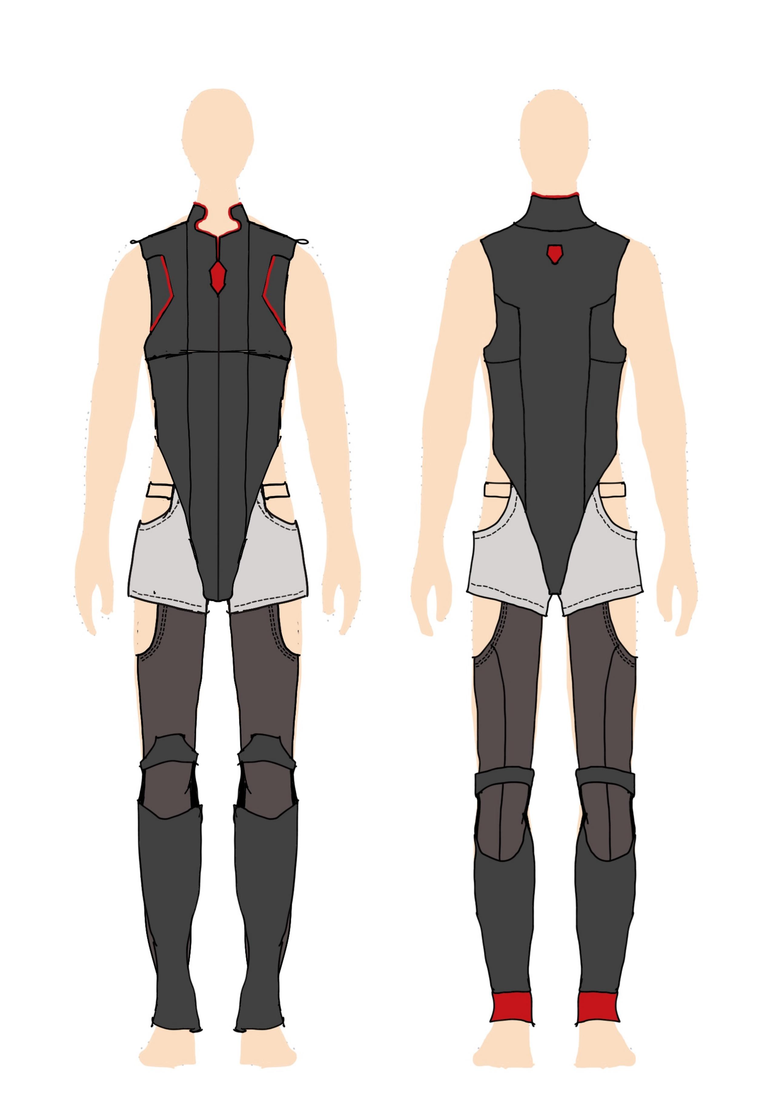 Technical flat of the Lucy bodysuit layer