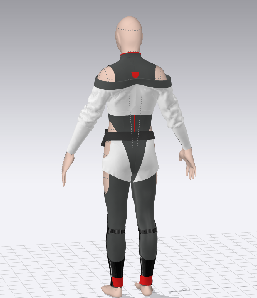 3D back view of the gender-swapped Lucy stage outfit