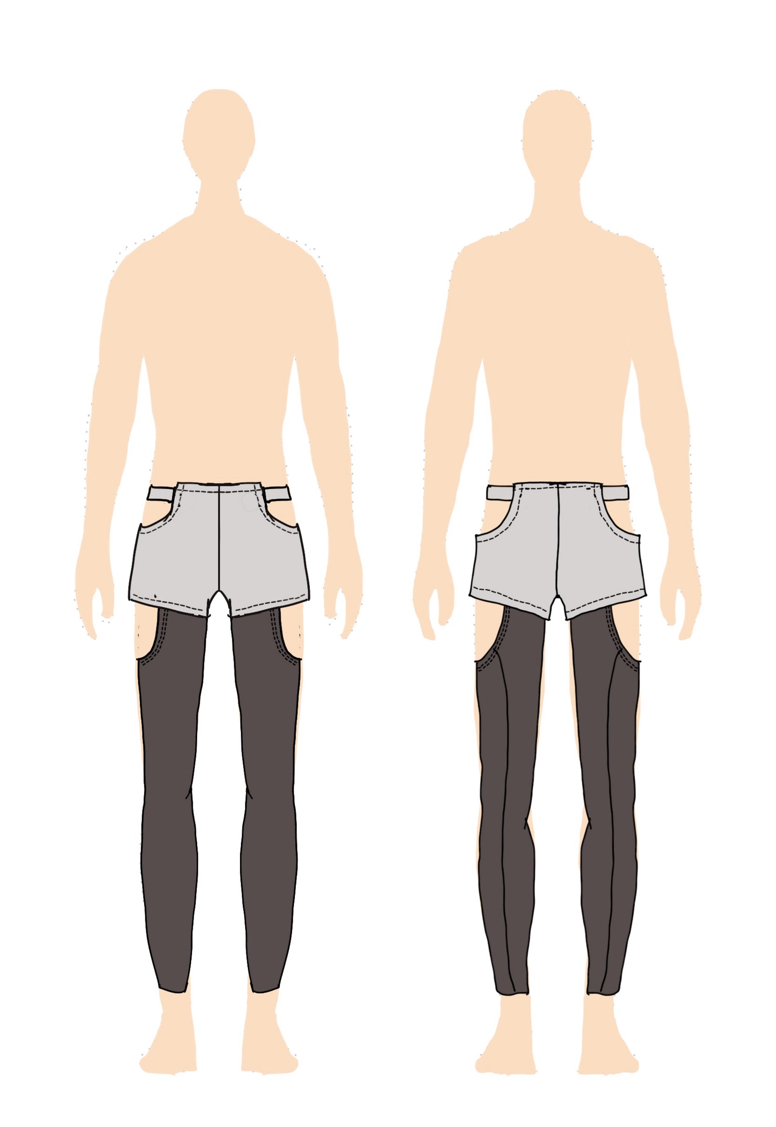 Technical flat of the Lucy shorts and legging layer